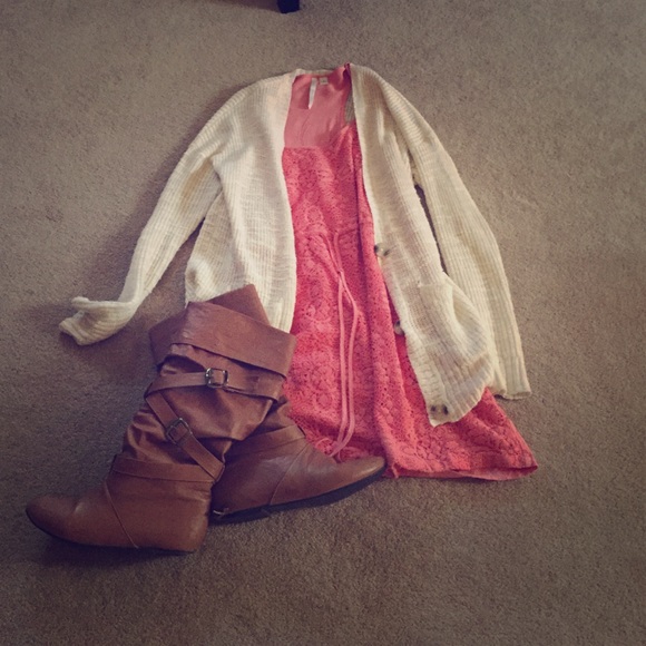 Crochet Salmon Colored dress.