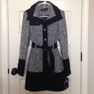 Black and white trench coat