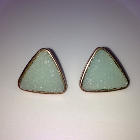 Green triangle earrings