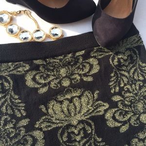 Black & Gold Damask Skirt