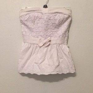 Hollister Bandeau-Style Strapless Peplum Top White