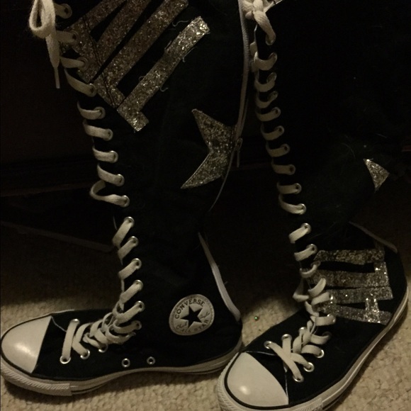 ONLY WORN ONCE Tall glitter converse!