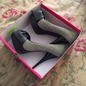 Black with a hit of white checker heels