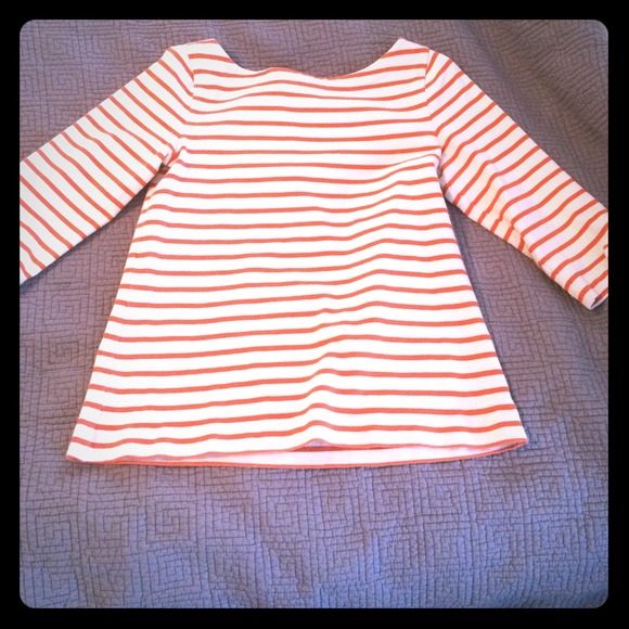 Adorable striped top cream and orange with zipper