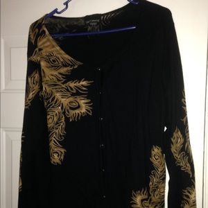 Lane Bryant Black Cardigan with gold design