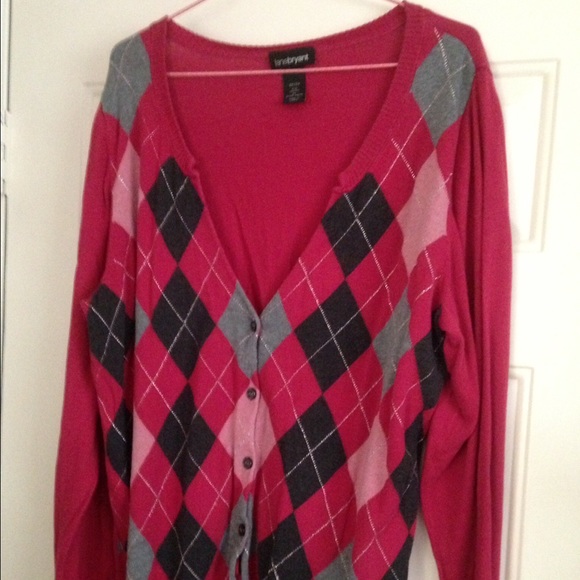 Lane Bryant Beautiful dark pink argyle sweater
