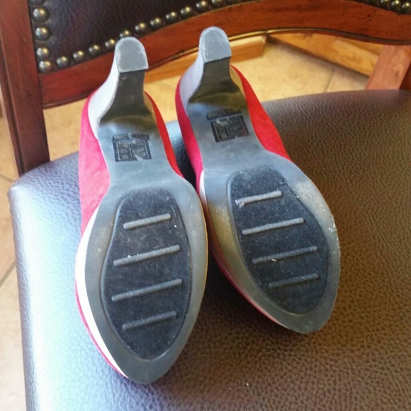 Red Suede Platform Heels - Picture 2 of 3