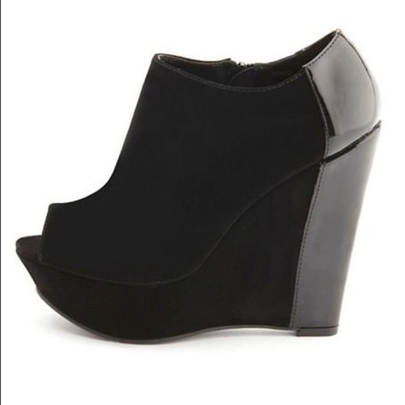 Black Suede Wedge Booties