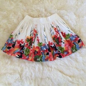 Forever21 Cream/Multi-Colored Pleated Skirt
