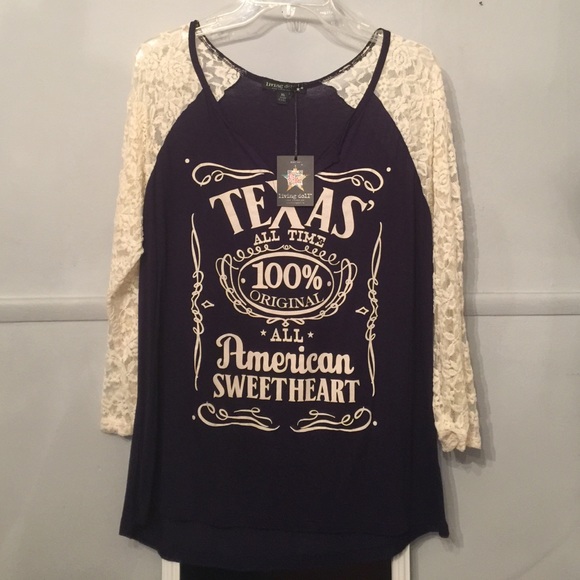 Navy and creme lace top