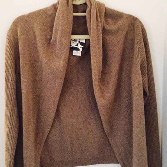 Barneys Coop light brown cashmere wrap sweater