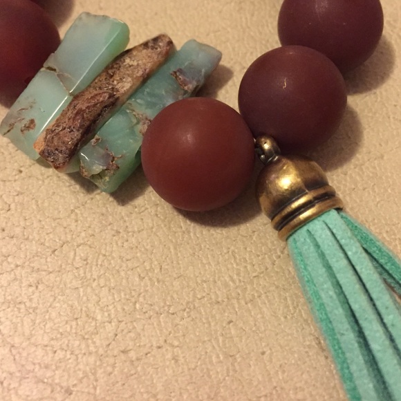 SOLD Polished large matte stone bracelet tassel - Picture 3 of 3