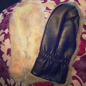 Rabbit fur mittens