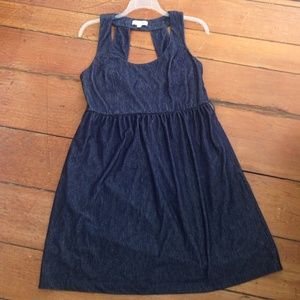 Faux denim halter dress