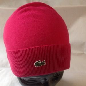 red lacoste beanie