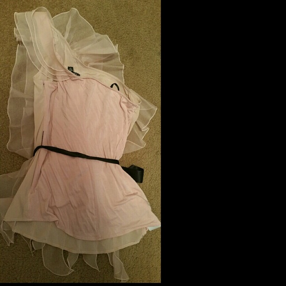 *SOLD Bebe blush ruffled one shoulder top - Picture 2 of 2