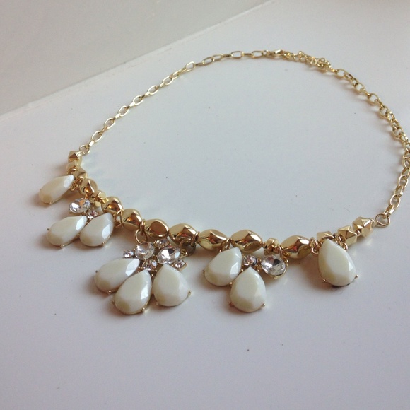 White and Gold Statement Necklace