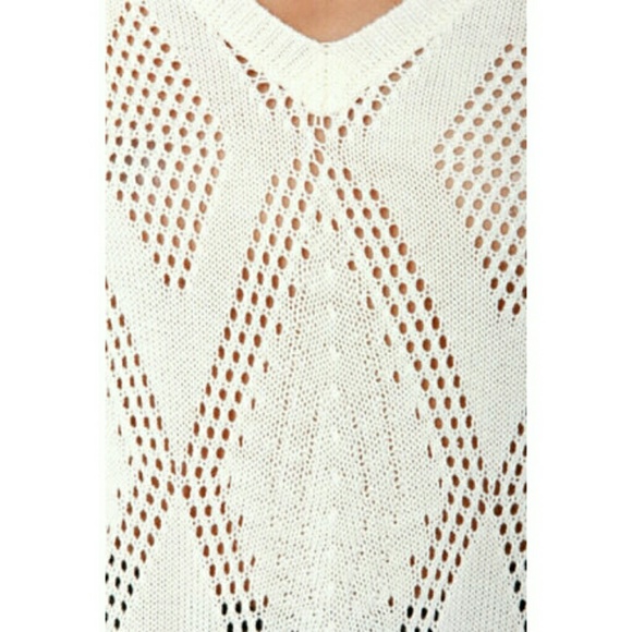 Cream Pointelle Tunic Sweater - Picture 3 of 3