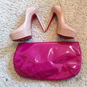 NineCo patent fuchsia fold over clutch