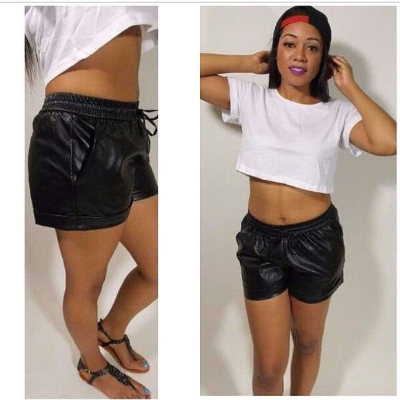 Leather shorts