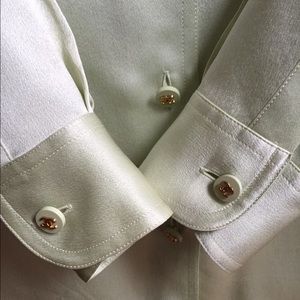 Seafoam green vintage Chanel silk blouse