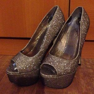 ALDO sparkle/glitter peep-toe pumps