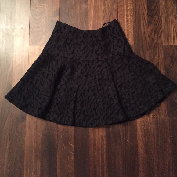 Free people animal print black high waisted skirt