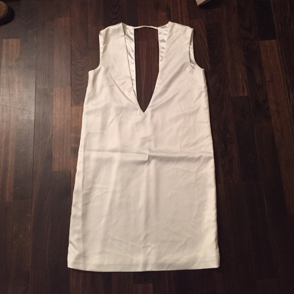 ASOS DEEP V WHITE SILK DRESS