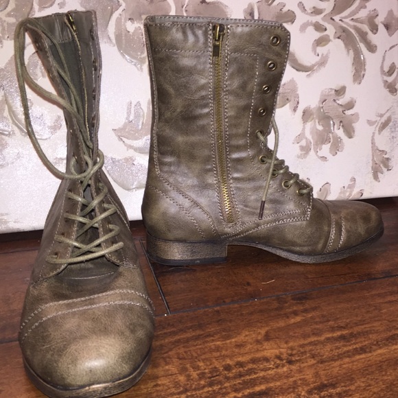 New taupe combat boots