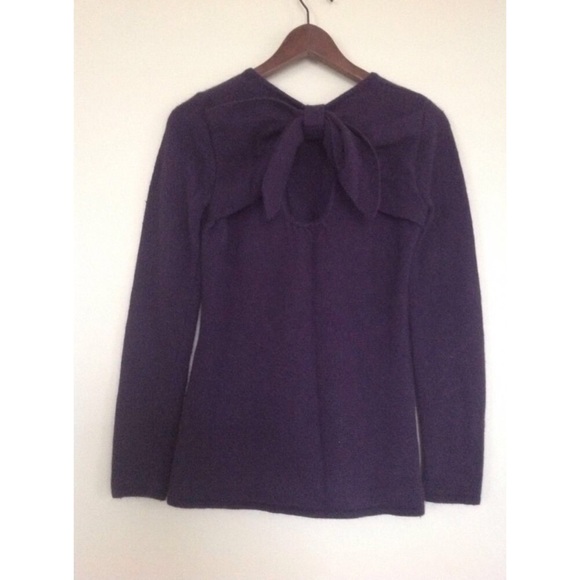 Cynthia Rowley Plum Angora Wool Sweater with Bow S
