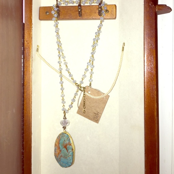 SOLD Polished multi stone necklace beaded chain