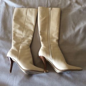 Cream Nine West leather boots!