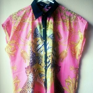 -- TRADEDPink dress shirt with chains and tassels