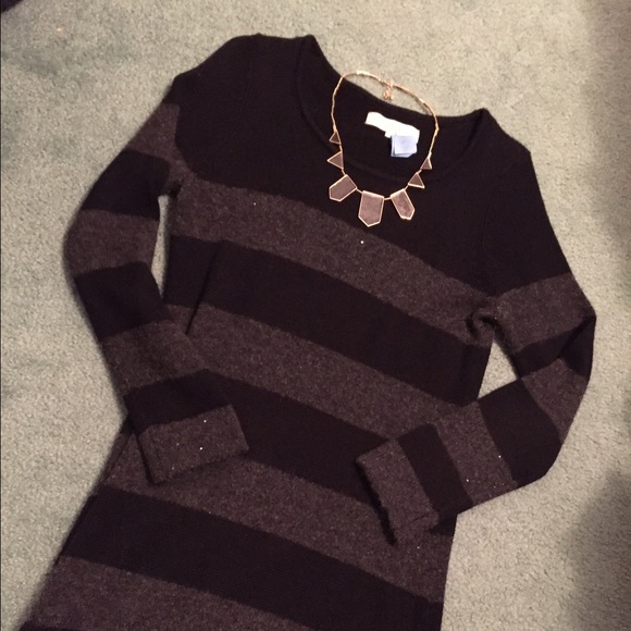 LOFT Rugby Stripe Metallic Sweater Dress