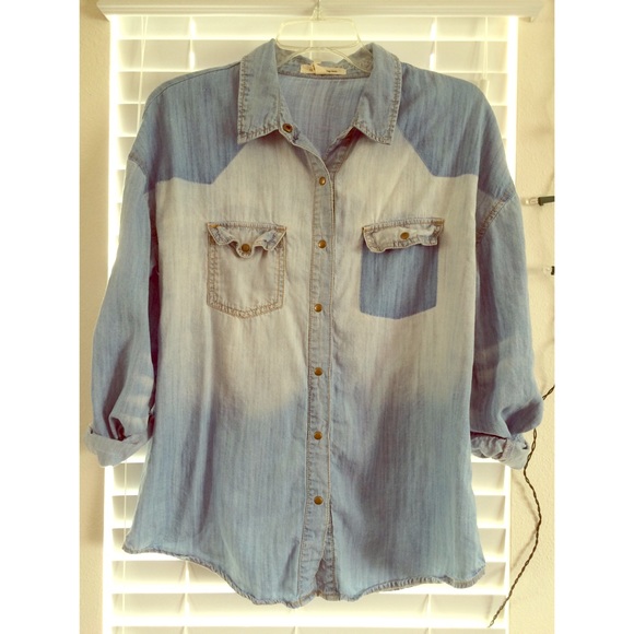Denim shirt.
