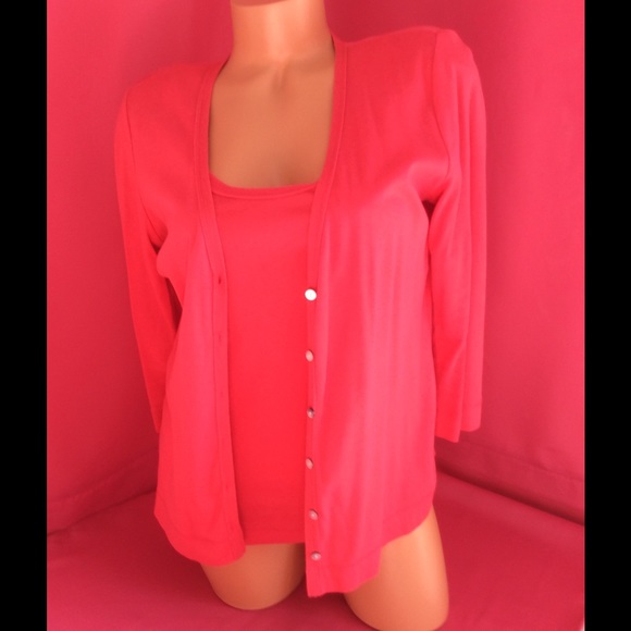 Talbots 2 Pc Long Sleeve Cardigan Tank Top Set S
