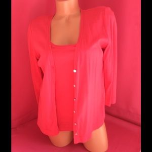 Talbots 2 Pc Long Sleeve Cardigan Tank Top Set S