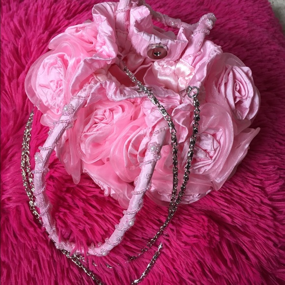 Pink pastel rosette purse / clutch. Flower girl !