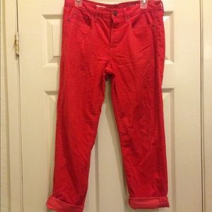 Sexy Boyfriend red corduroys with a button fly