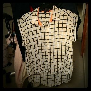 High-low Boxy Grid button up