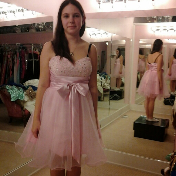 Cute strapless pink dress