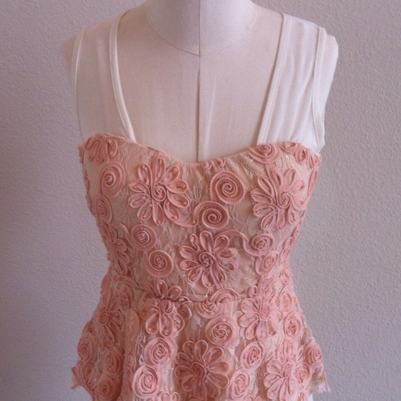 Peach Floral Peplum Top