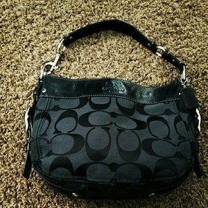 🌟Black Coach Signature Fabric & Leather Purse