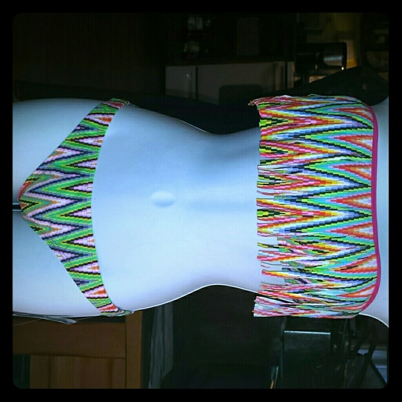 Multi colored chevron fringe bathing suit!!