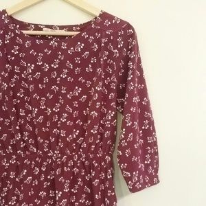 GAP Cherry Print Blouson Dress - Maroon