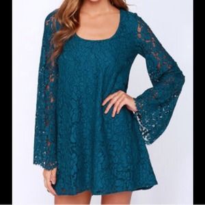Teal lace shift dress from lulus