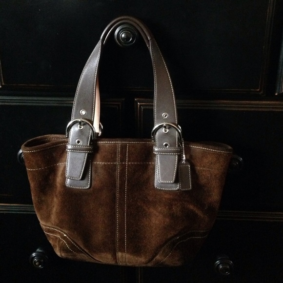 Brown Suede Coach Handbag - Picture 1 of 1