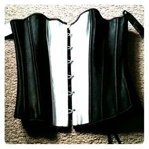 Felina Sexy Boned Silk Black and White Corset