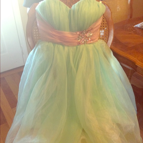 Beautiful green pink prom dress