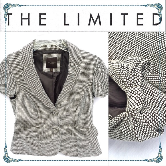 The Limited Jackets & Blazers - Black and white patterned blazer with bow sleeves